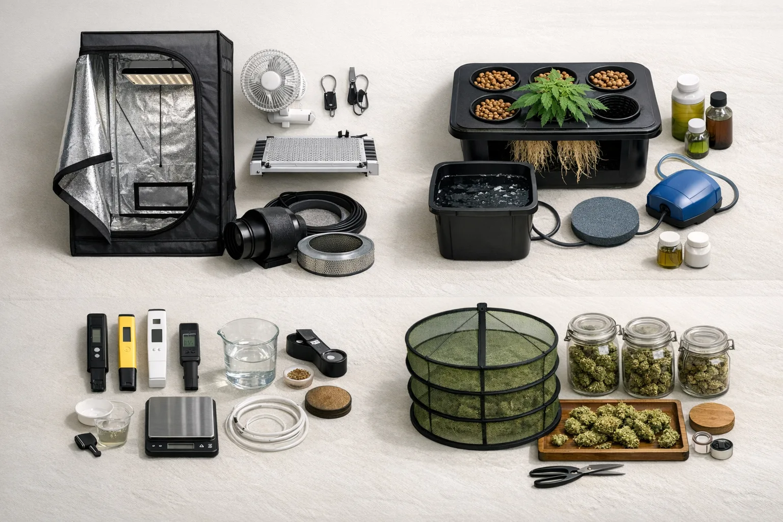 Compact grow room map showing enclosure, airflow, odor control, and nuisance-risk points inside a shared residential setting.
