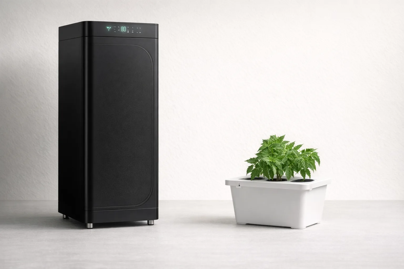Side-by-side comparison board showing a compact DWC reservoir and a compact soil container setup inside a small cannabis grow workflow.